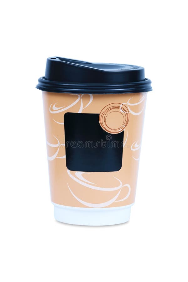 Koffiedocument kop met dekking op wit royalty-vrije stock afbeelding Koffiedocument kop met dekking op wit royalty-vrije stock afbeelding
