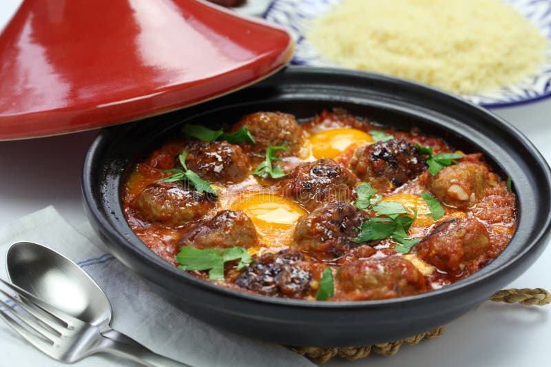 Kofta tajine, kefta tagine, marokańska kuchnia fotografia royalty free