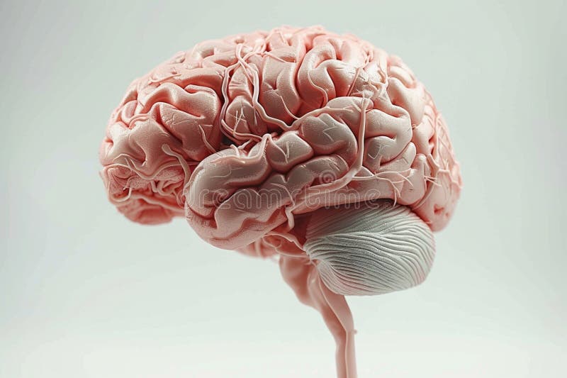 Kognitive Abbildung des menschlichen Gehirns, dargestellt in 3D-Darstellung auf weißem Hintergrund. Kognitive Abbildung des menschlichen Gehirns in 3D dargestellt Rendering auf weißem Hintergrund generative ai
