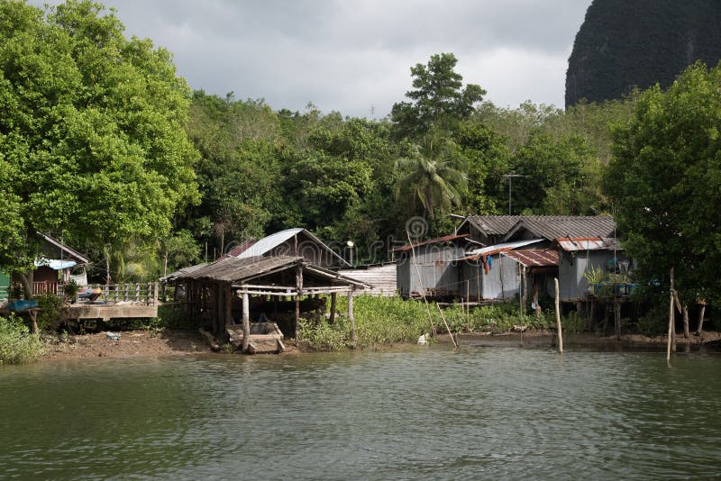 Koh Panyee - traditioneel vissersdorp, Thailand stock fotografie