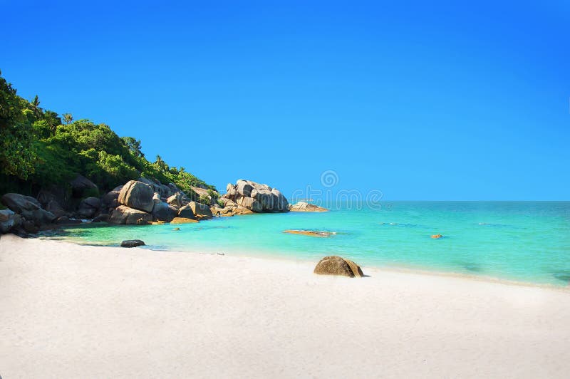 Koh Samui strand med vit sand arkivfoton Koh Samui strand med vit sand arkivfoton