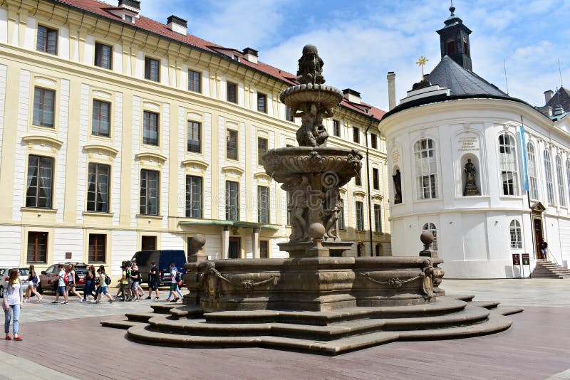 Kohl`s Fountain and Holy Cross Chapel in Prague.