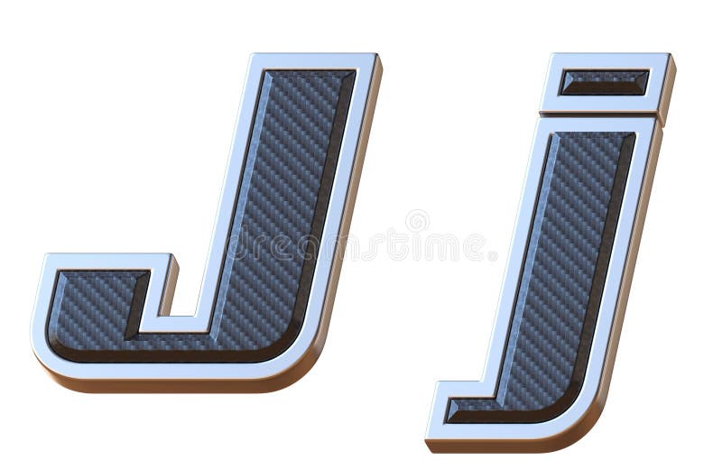Kohlenstofffaser und metallischer Wiedergabebuchstabe J des Schrift 3d stock abbildung