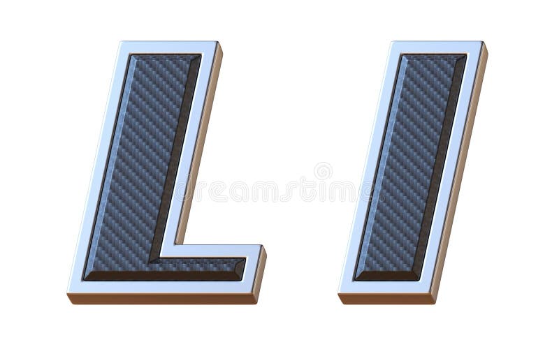 Kohlenstofffaser und metallischer Wiedergabebuchstabe L der Schrift 3d lizenzfreie abbildung