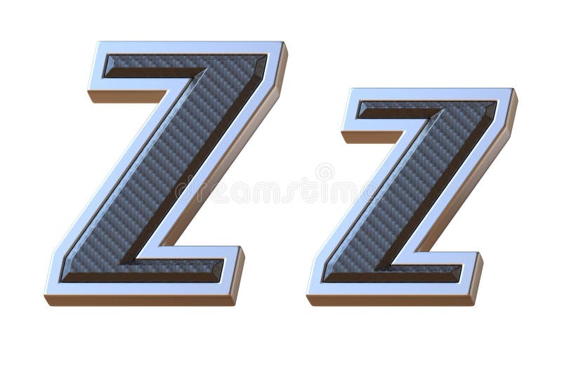 Kohlenstofffaser und metallischer Wiedergabebuchstabe z der Schrift 3d lizenzfreie abbildung