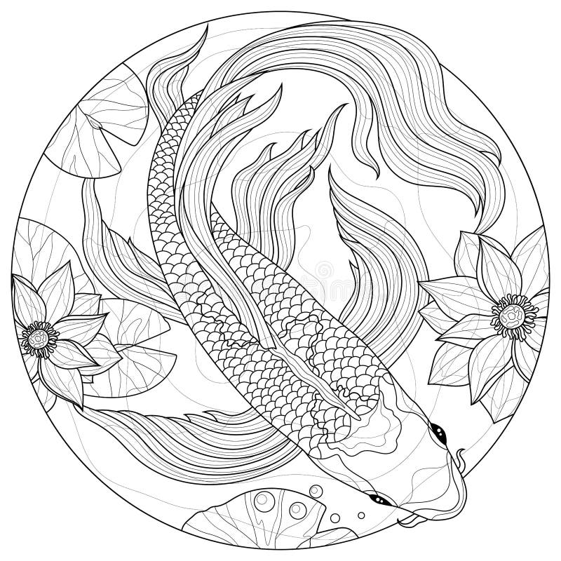 Koi Coloring Page Stock Illustrations – 385 Koi Coloring Page Stock