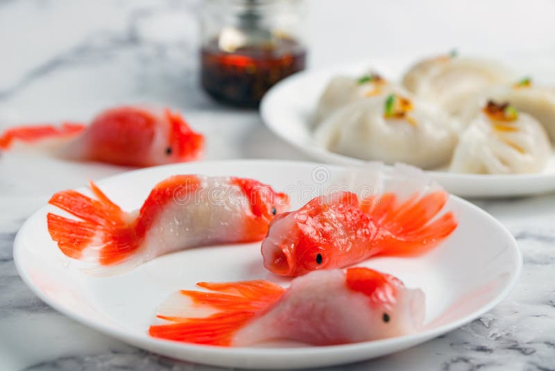 Koi Fish Shaped Steamed Dumplings Stock Image - Image of