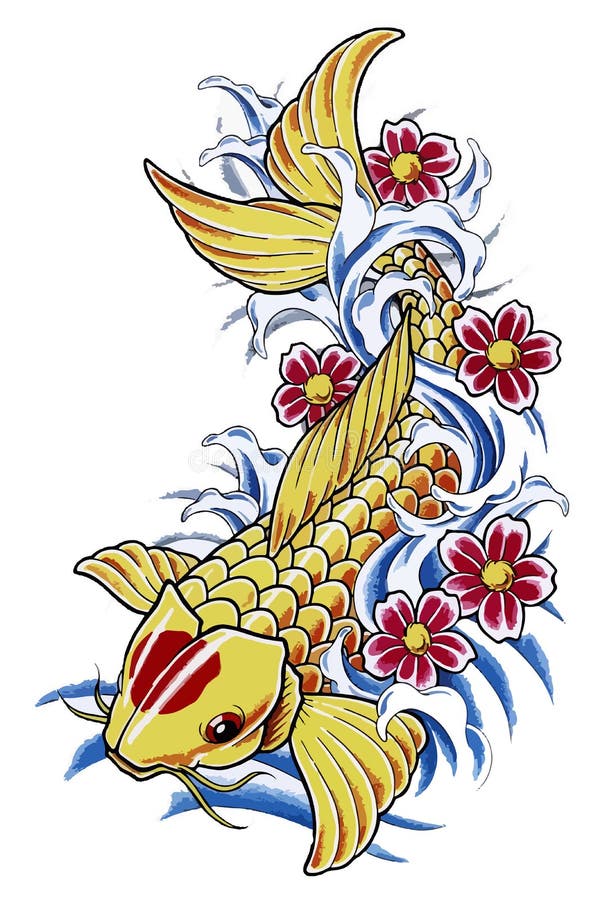Koi Fish Tattoo Flash Set. Set of Labels and Elements. Vector Set Koi Fish Tattoo Flash Set. Set of Labels and Elements. Vector Set