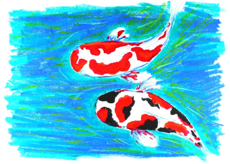 Koi ryba rysunek ilustracja wektor