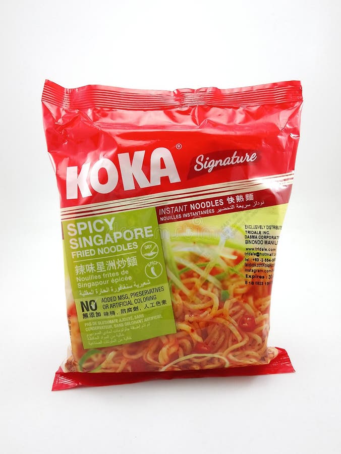 Koka Spicy Stir Fry Noodles Koka Signature Spicy Singapore Fried Noodles Editorial Photo - Image of