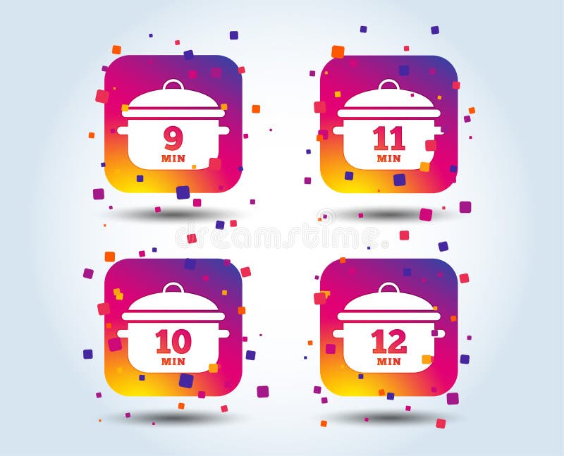 Kokende panpictogrammen Kook negen, twaalf minuten vector illustratie Kokende panpictogrammen Kook negen, twaalf minuten vector illustratie