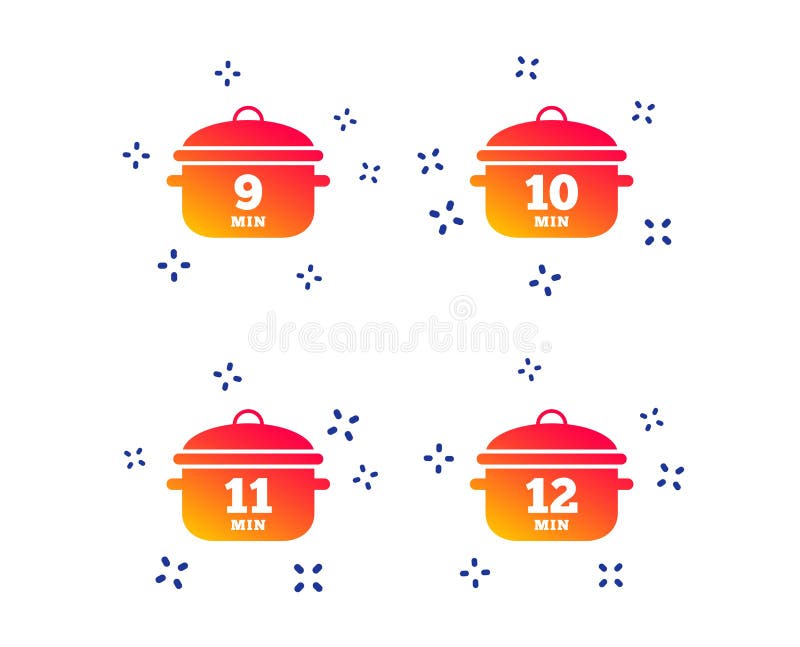 Kokende panpictogrammen Kook negen, twaalf minuten Vector vector illustratie Kokende panpictogrammen Kook negen, twaalf minuten Vector vector illustratie