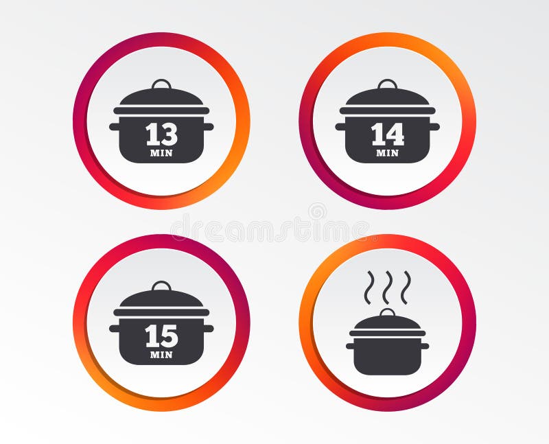 Kokende panpictogrammen Kook vijftien minuten stock illustratie Kokende panpictogrammen Kook vijftien minuten stock illustratie