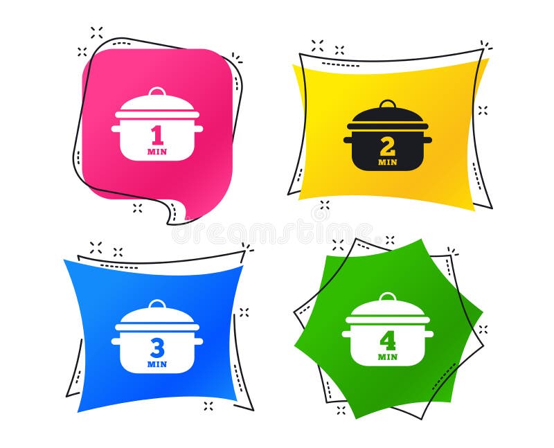 Kokende panpictogrammen Kook één, vier minuten Vector royalty-vrije illustratie Kokende panpictogrammen Kook één, vier minuten Vector royalty-vrije illustratie