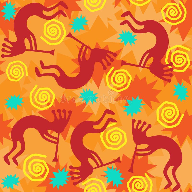 Kokopelli Hintergrund-Fliese stock abbildung Kokopelli Hintergrund-Fliese stock abbildung