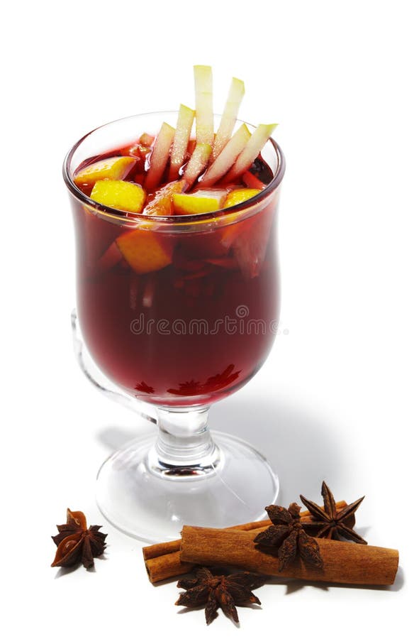 Warm Drink - Mulled Red Wine with Fruit. Warm Drink - Mulled Red Wine with Fruit
