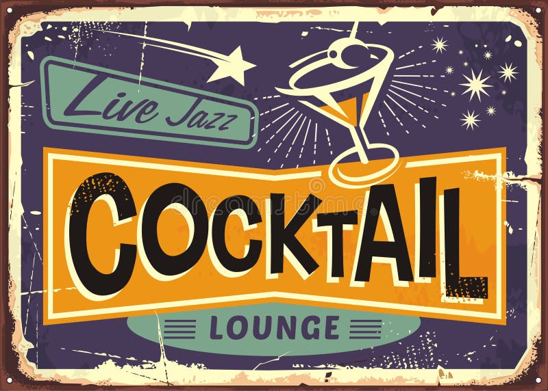 Koktajlu holu retro szyldowy projekt ilustracji Koktajlu holu retro szyldowy projekt ilustracji
