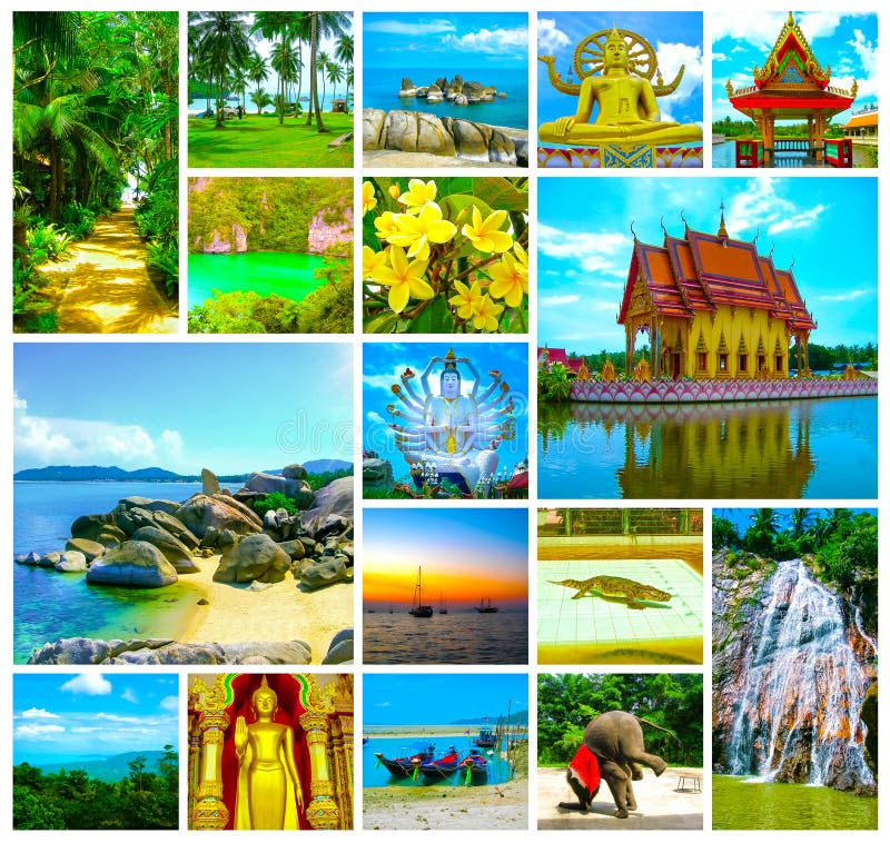 Kolaż od widoków Samui wyspa Tajlandia zdjęcie stock Kolaż od widoków Samui wyspa Tajlandia zdjęcie stock