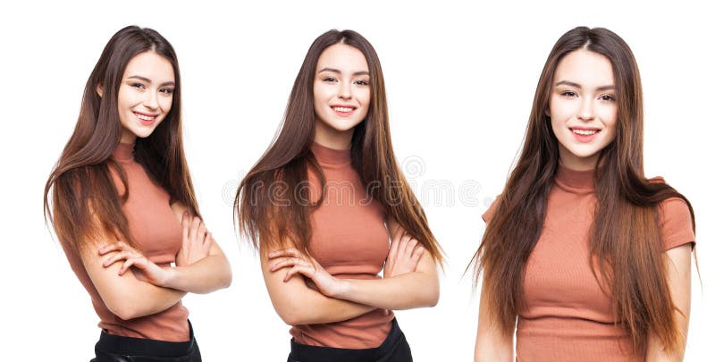 Kolaż trzy piękne brunetki fotografia stock