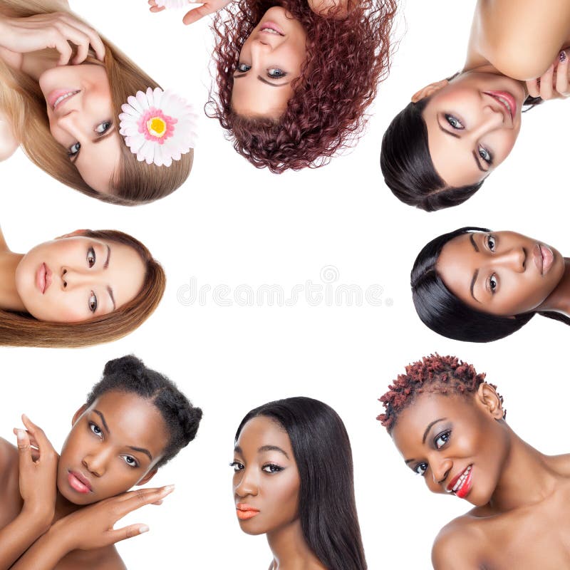 Kolaż wieloskładnikowi piękno portaits kobiety z różnorodnymi skór brzmieniami