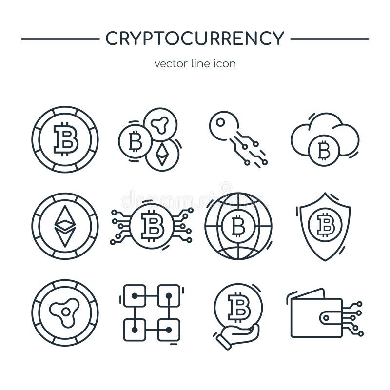 Kolekcja cryptocurrency linii ikony royalty ilustracja Kolekcja cryptocurrency linii ikony royalty ilustracja