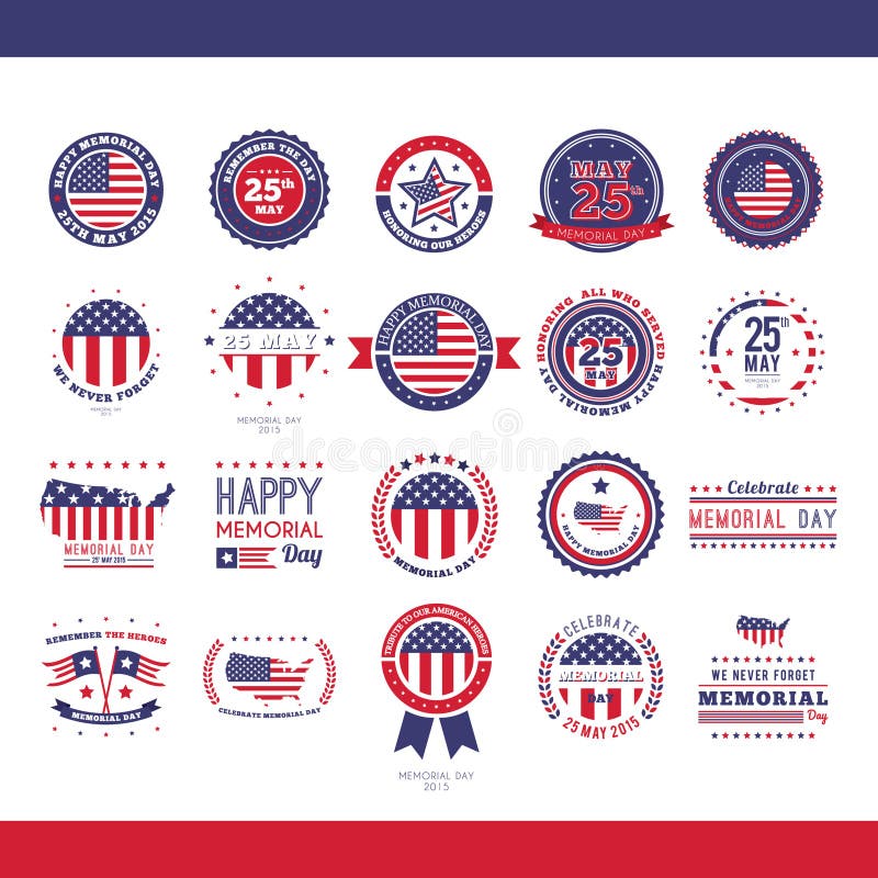 memorial day collection. Vector illustration decorative design. memorial day collection. Vector illustration decorative design