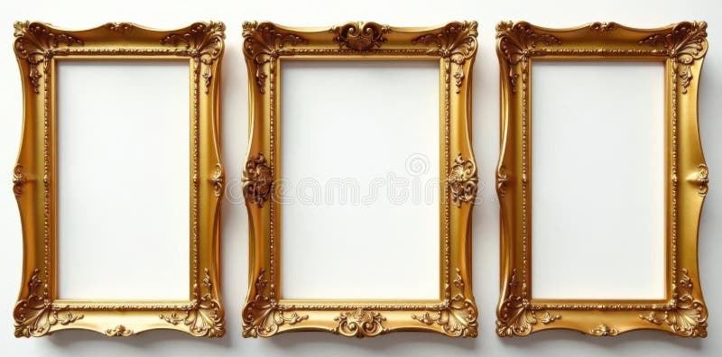 Kolekcja doskonałych złotych ramek vintage idealnie nadaje się do projektów projektowania art deco rococo scrapbooking royalty ilustracja