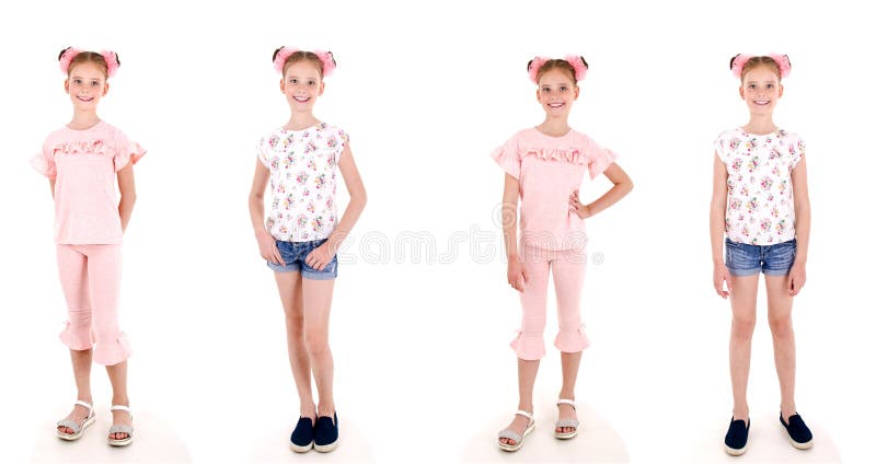 Kolekcja fotografia portret urocza uśmiechnięta mała dziewczynka ch obraz stock