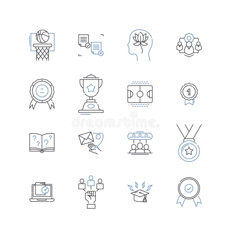 Kolekcja ikon linii odtwarzania. fani z dreszczykiem emocji i liniowa ilustracja royalty ilustracja