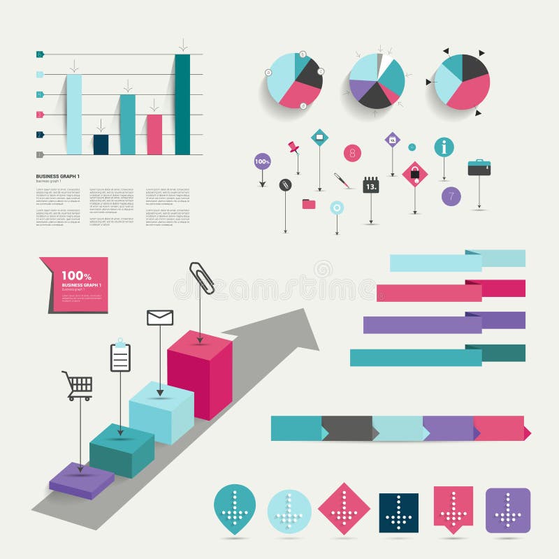 Kolekcja kolorowi infographic elementy ilustracji Kolekcja kolorowi infographic elementy ilustracji