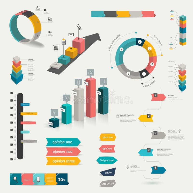 Kolekcja kolorowi płascy infographic elementy ilustracja wektor Kolekcja kolorowi płascy infographic elementy ilustracja wektor