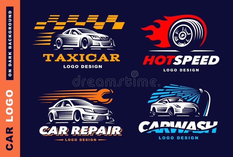 Kolekcja logowie samochody, taxi usługa, obmycie, naprawa ilustracja wektor Kolekcja logowie samochody, taxi usługa, obmycie, naprawa ilustracja wektor