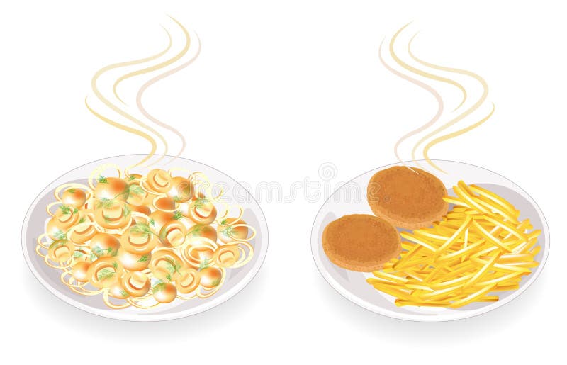 Kolekcja Na talerzu smażyć pieczarki i cutlets Garnirunek grule, cebule i koper zielenie, Smakowity i od?ywczy jedzenie Set ilustracja wektor Kolekcja Na talerzu smażyć pieczarki i cutlets Garnirunek grule, cebule i koper zielenie, Smakowity i od?ywczy jedzenie Set ilustracja wektor