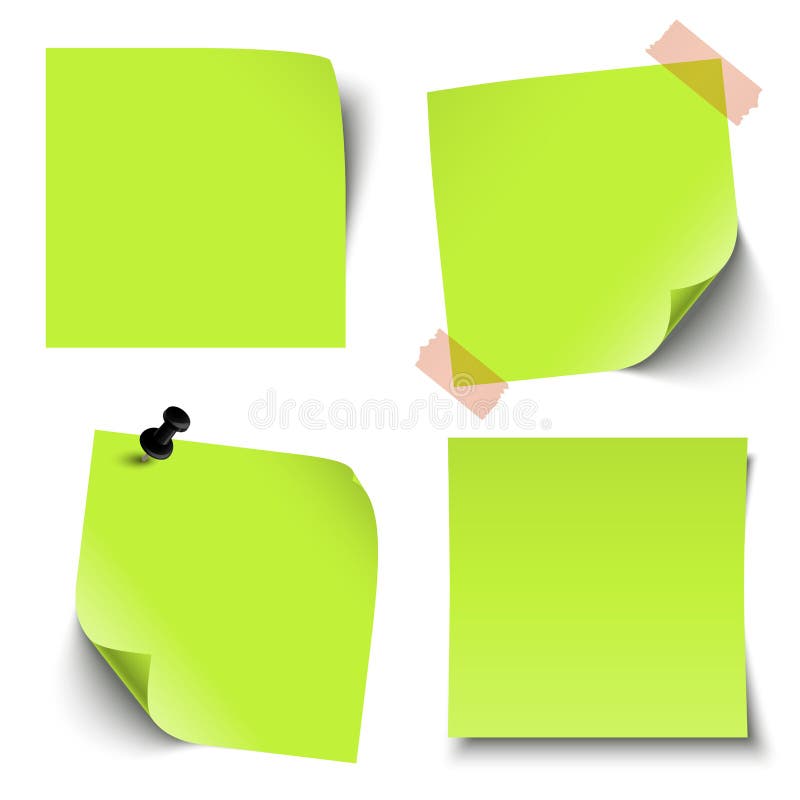 Collection of blank colored sticky notes - green. Collection of blank colored sticky notes - green