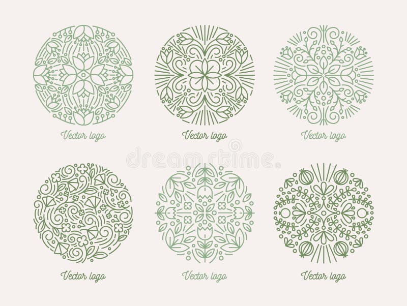 Kolekcja round kwieciści orientalni motywy Set zieleni arabscy mandalas Plik eleganccy dekoracyjni projektów elementy ilustracja wektor