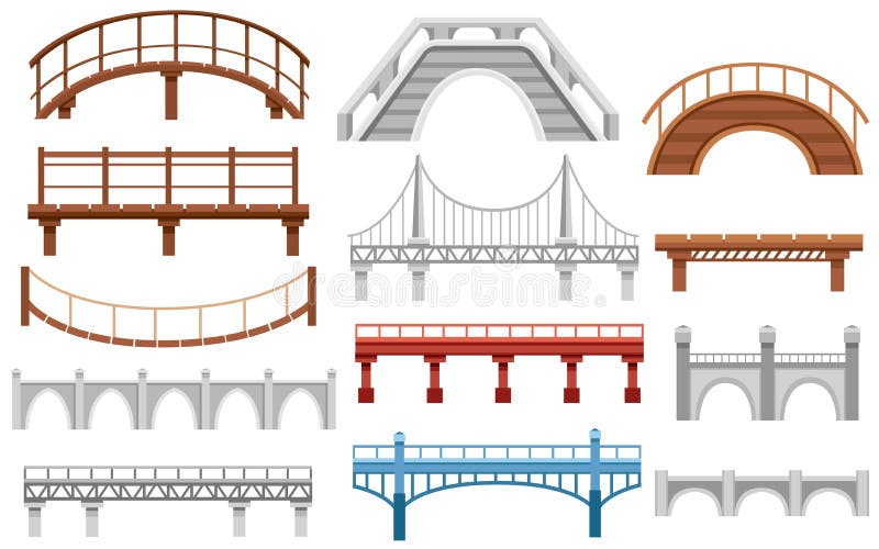 Kolekcja różni mosty Miasto architektury mieszkania ikona Wektorowa ilustracja odizolowywająca na biały tle ilustracji Kolekcja różni mosty Miasto architektury mieszkania ikona Wektorowa ilustracja odizolowywająca na biały tle ilustracji