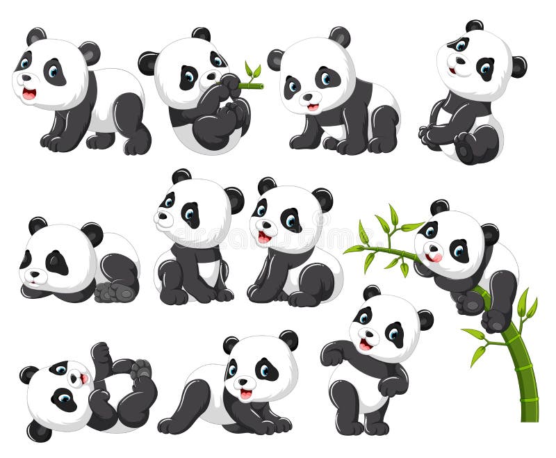Kolekcja szczęśliwa panda z różnorodny pozować