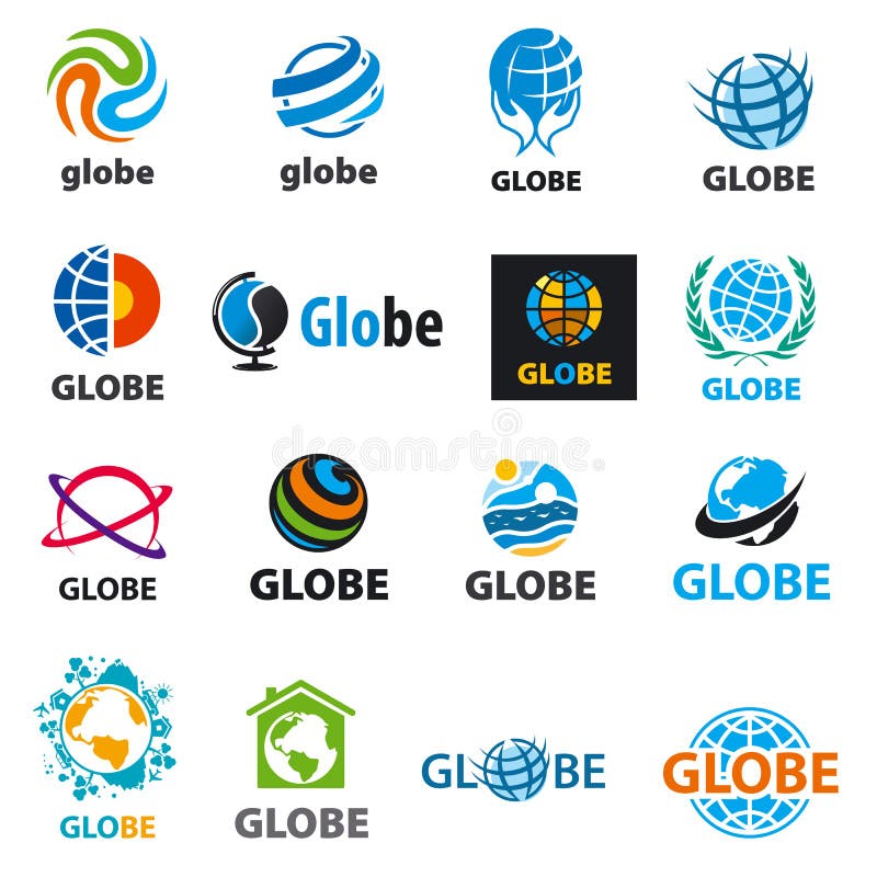 Kolekcja wektorowe logo kule ziemskie royalty ilustracja Kolekcja wektorowe logo kule ziemskie royalty ilustracja