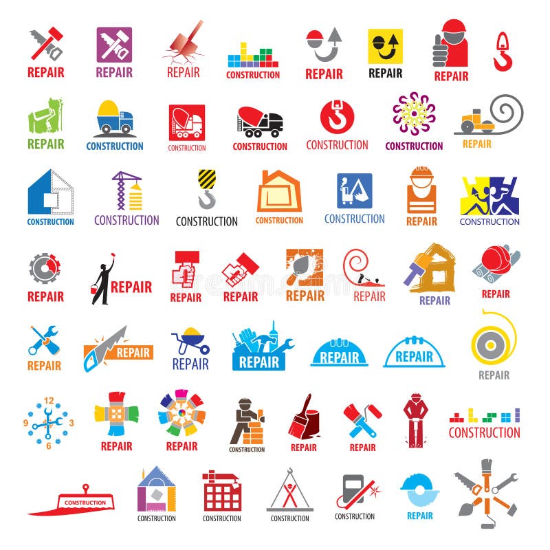Kolekcja wektorowi logowie budowa i naprawa ilustracji Kolekcja wektorowi logowie budowa i naprawa ilustracji
