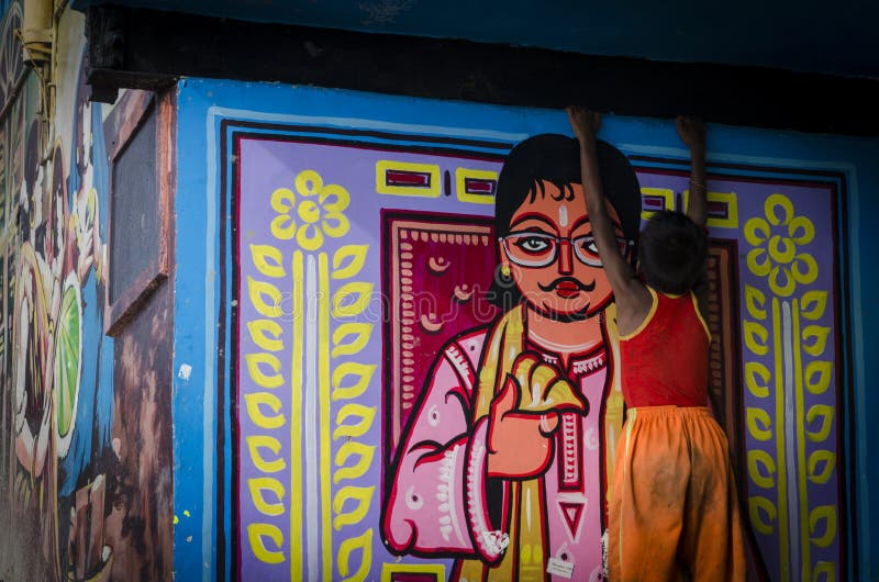 Kolkata,West Bengal, India-July 27th 2019
An Indian poor boy standing with a wall painting of a Bengali gentleman and dreaming to be like him. Kolkata,West Bengal, India-July 27th 2019
An Indian poor boy standing with a wall painting of a Bengali gentleman and dreaming to be like him