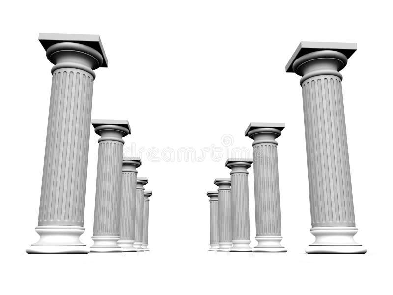 3d rendered illustration from lines of white columns. 3d rendered illustration from lines of white columns
