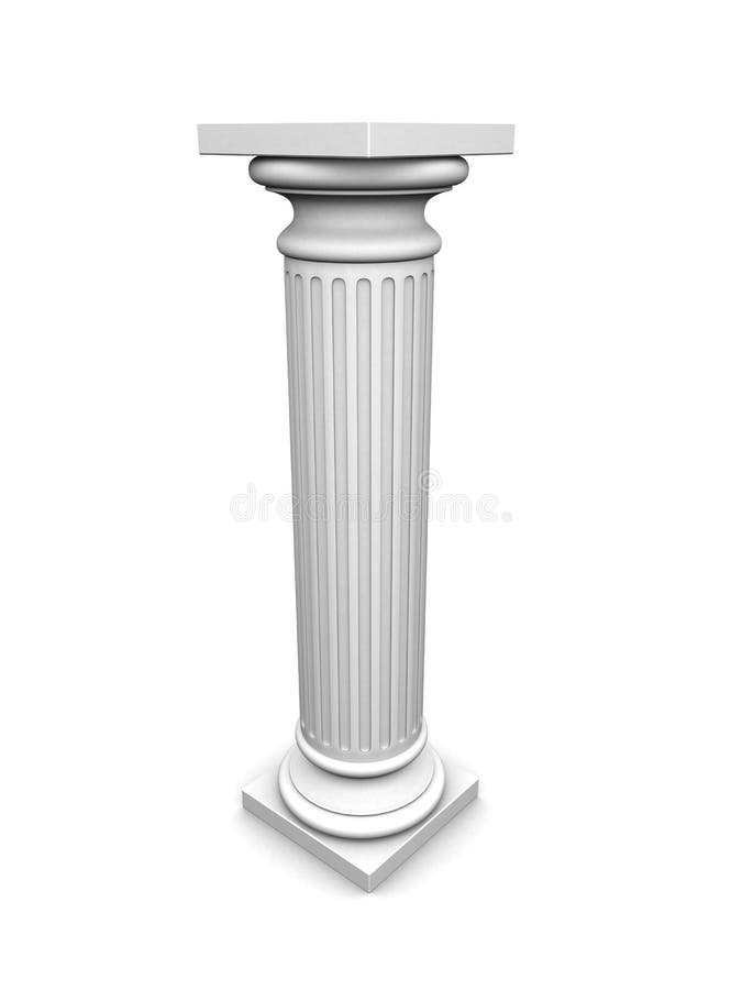 3d rendered illustration of one white column. 3d rendered illustration of one white column