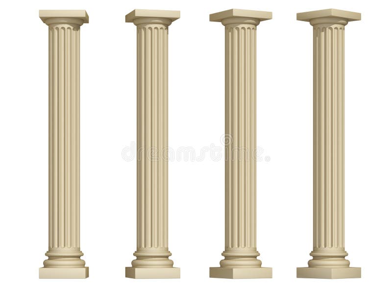 Columns on a white background. Columns on a white background