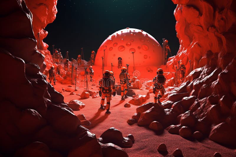 Kolonisierung des Planeten Mars. generative Hilfe stock abbildung