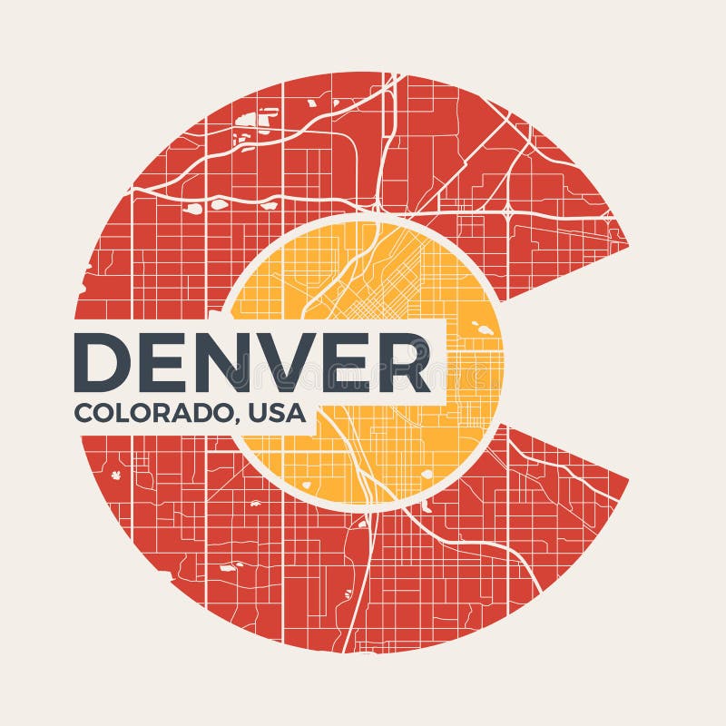 Kolorado koszulki graficzny projekt z Denver miasta mapą