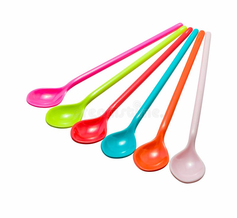 Colorful long handle spoon isolated on white background. Colorful long handle spoon isolated on white background