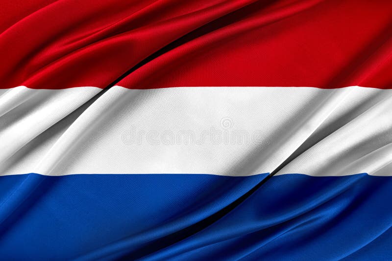 Kolorowa flaga holenderska machająca wiatrem.