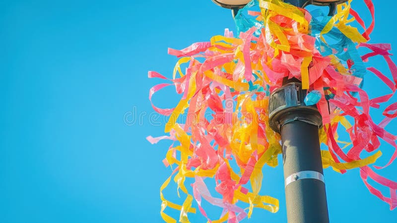 Kolorowe bobony na Lamppost ilustracji