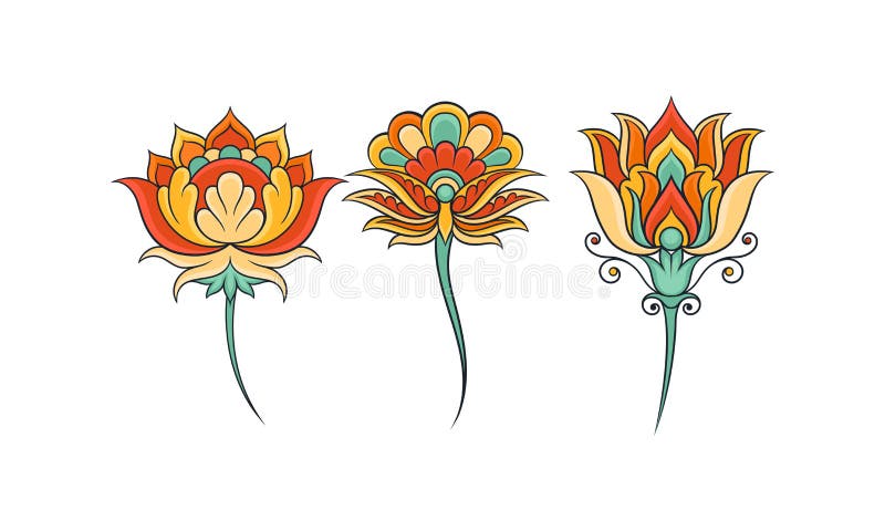 Kolorowe elementy dekoracyjne z zestawem wektorów motywu kwiatowego