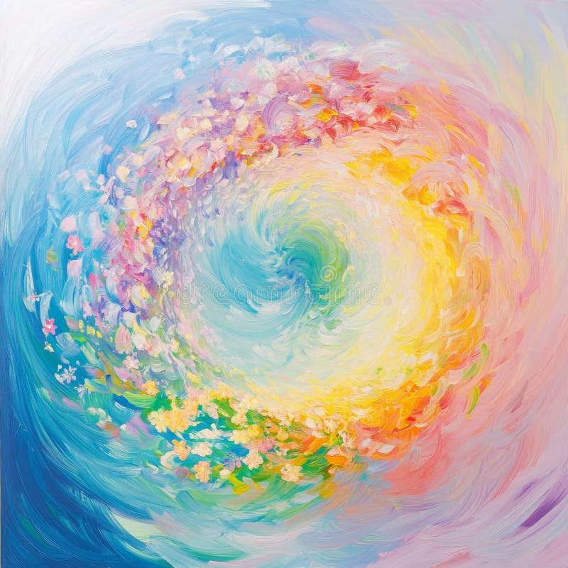 Kolorowe Floral Whirlwind Abstract Malarstwo. Generacyjna AI